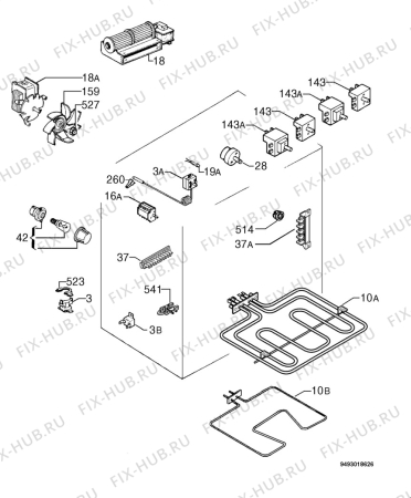 Взрыв-схема плиты (духовки) Zanussi ZOU652X - Схема узла Electrical equipment 268